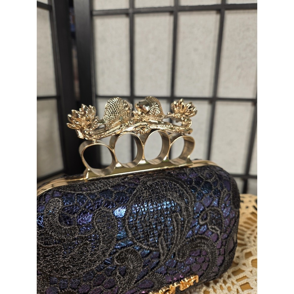 Moonisa Whimsigoth Knuckle Duster Lace Gothic Glam Evening Clutch Bag One Size - Picture 3 of 7